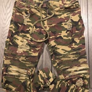 Rue 21 Stretch Cotton Camouflage Skinny Pants Leggings Destroyed~w/Zippers~12